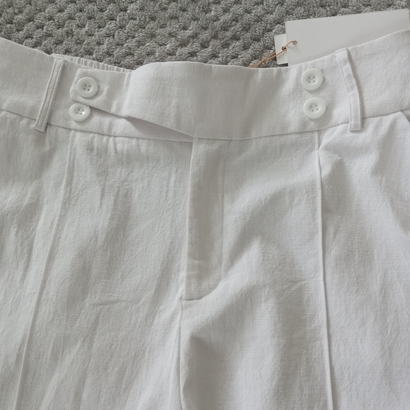 Hi Rise Shorts Linen White Cotton Stretch Pockets New Large Wide Elastic Band - Picture 8 of 16